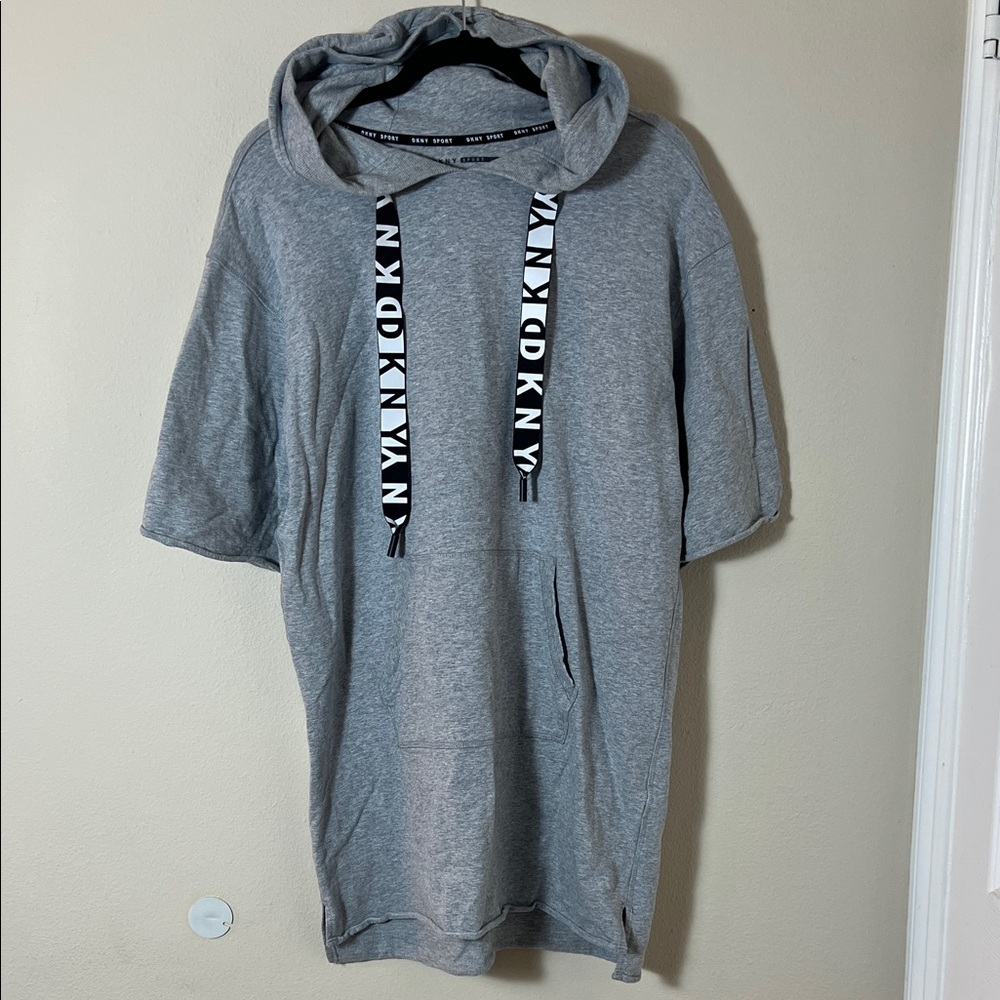 DKNY Sport Gray Short Sleeve Hoodie Sweatshirt Dress Size S